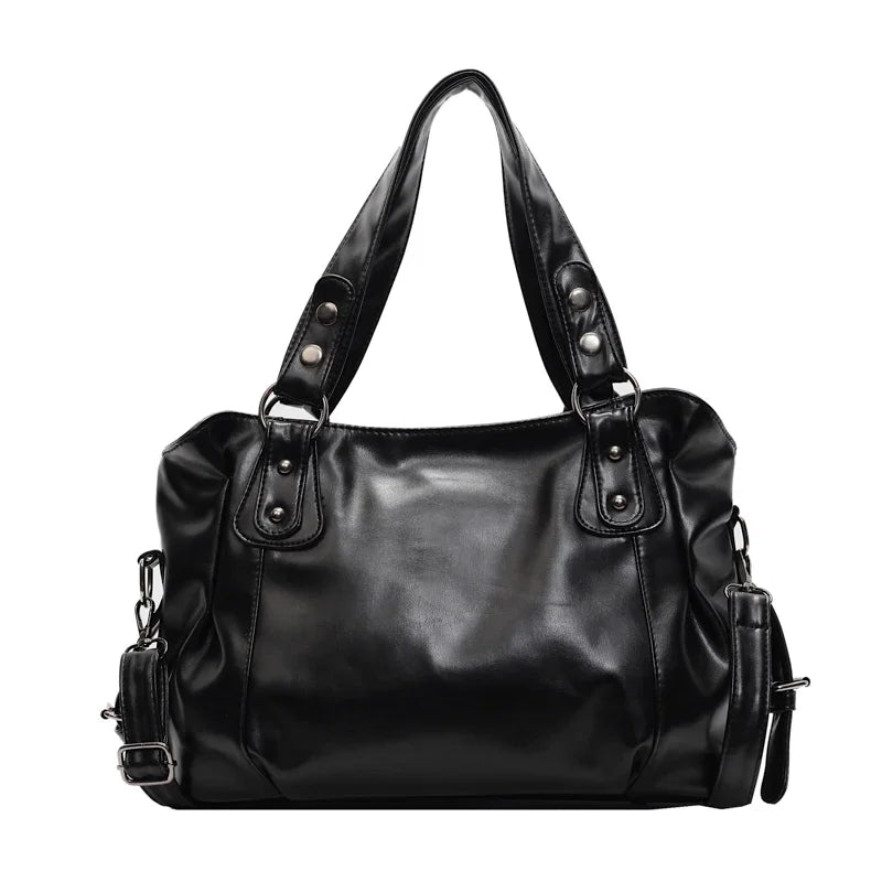 Large Capacity Retro Leather Shoulder Bag for Women