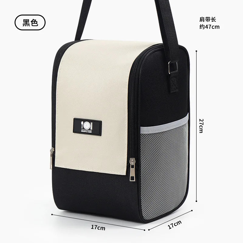 Round Lunch Box Bag Carry Thermal Insulation Thick Aluminum Foil Protect Work Zipper Outdoor