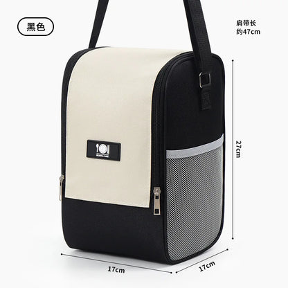 Round Lunch Box Bag Carry Thermal Insulation Thick Aluminum Foil Protect Work Zipper Outdoor