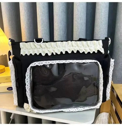 Y2K Lace Ita Shoulder Bag – Transparent Crossbody Tote for Women