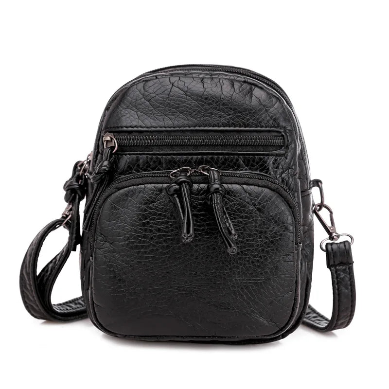 Retro Soft Leather Crossbody Bag – Multi-Pocket Shoulder Bag