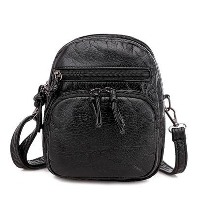 Retro Soft Leather Crossbody Bag – Multi-Pocket Shoulder Bag