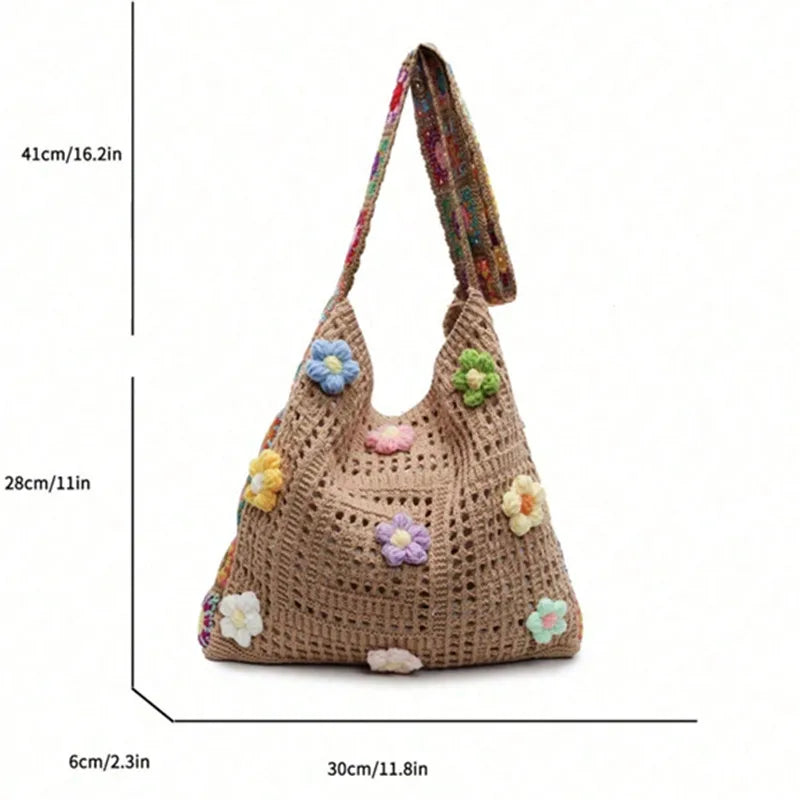 Crochet Floral Crossbody Bag – Hollow-Out Shoulder Bag