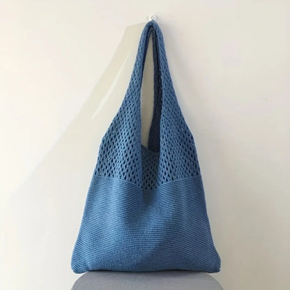 Knit Mesh Tote Bag – Large Hollow-Out Women's Shoulder Bag