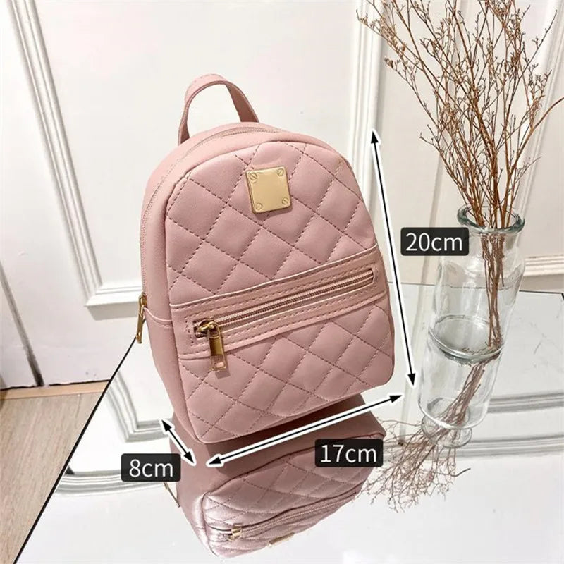 Mini PU Leather Quilted Backpack Women's Crossbody Bag