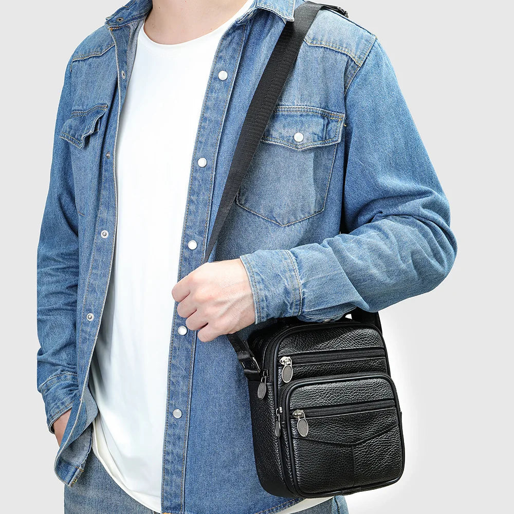 Head Layer Cowhide Shoulder Bag Men Business Commuting Large Capacity Leather Crossbody