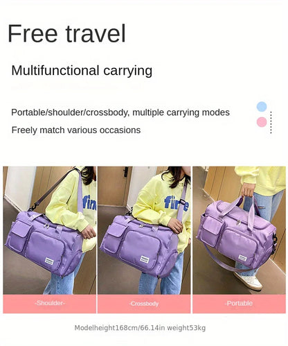 Women's Gym Bag with Shoe Compartment – Nylon Travel Duffel Bag