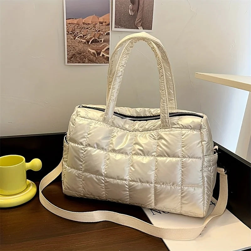Quilted Solid Color Padded Travel Bag - Durable Portable Stylish - Perfect Sports