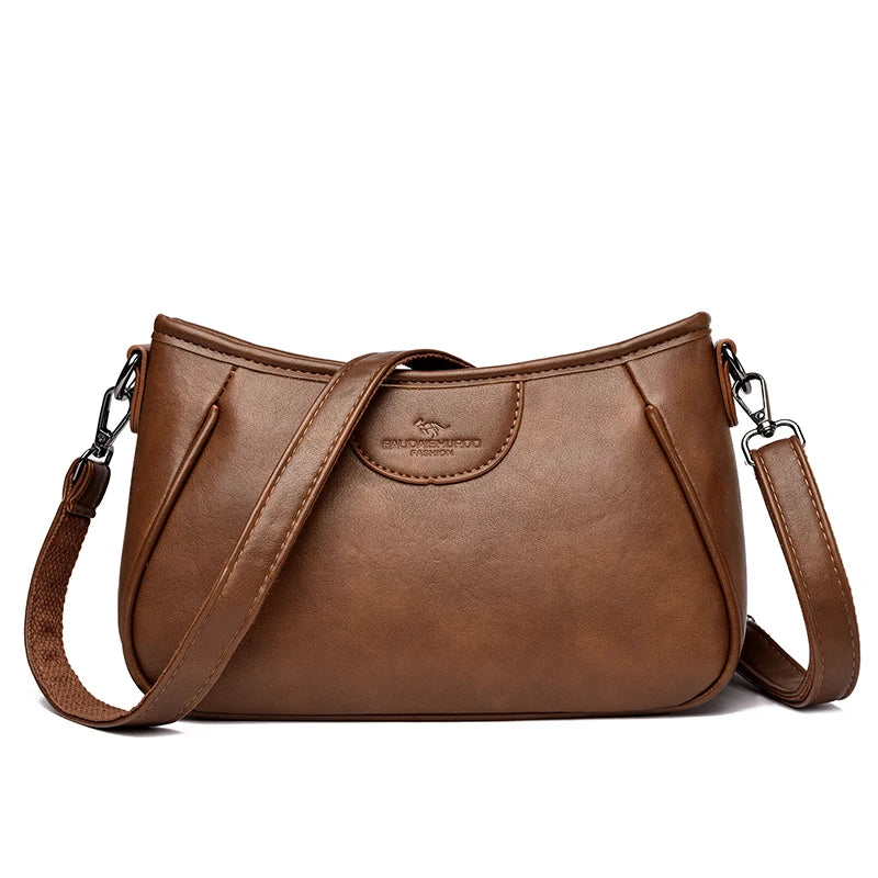 Retro Leather Crossbody Bag for Women – Elegant Shoulder Purse