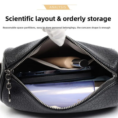 Solid Color Soft Leather Pillow Shaped Cross Body Bags Woman Versatile Messenger Bag Adjustable Wide
