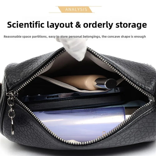 Solid Color Soft Leather Pillow Shaped Cross Body Bags Woman Versatile Messenger Bag Adjustable Wide
