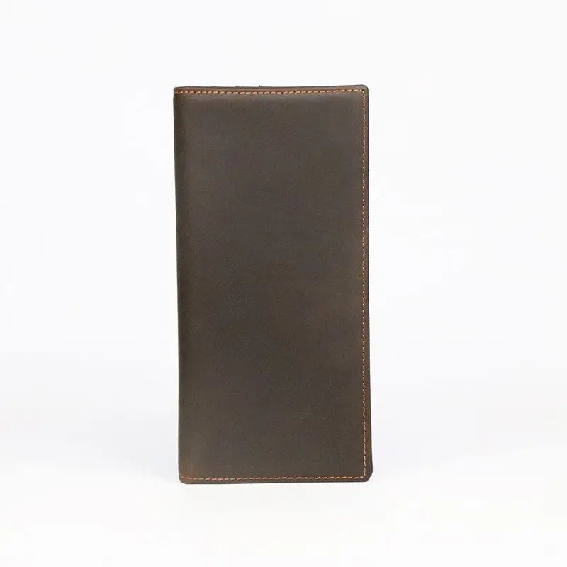Men S Leather Card Holder Crazy Horse Leather Long Wallet