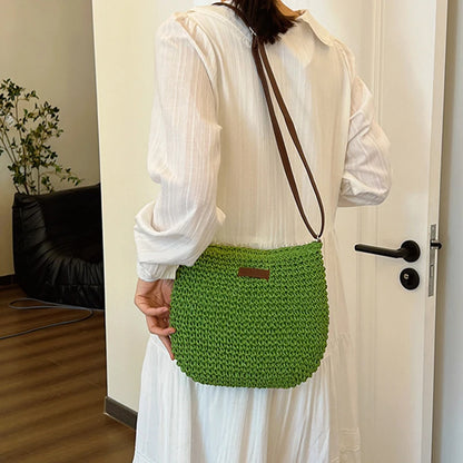 Bohemian Straw Beach Bags For Women High Capacity Handmade Shoulder Bag Casual Woven Totes Bag Shopping Clutch Handbag Purse