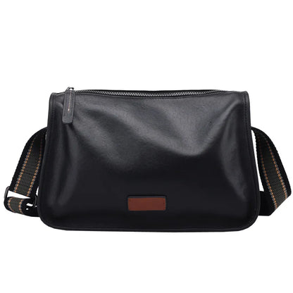 Men S Shoulder Bag Leather Leisure Cross Body Commuting Large Capacity Widened Strap Backpack