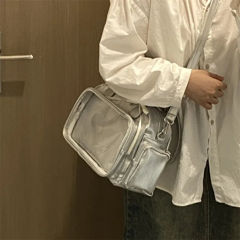 Patent Leather Bow Shoulder Bag – Dual Handle & Crossbody