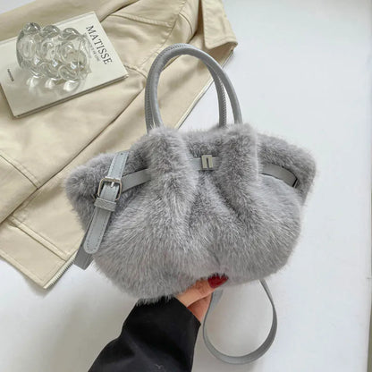Faux Mink Fur Plush Tote Bag for Women