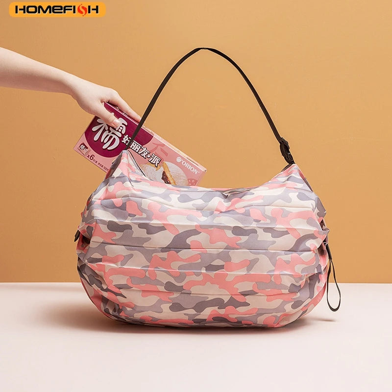 Homefish Large Foldable Shopping Bag Reusable Eco Grocery Package Beach Toy Storage Bags Shoulder