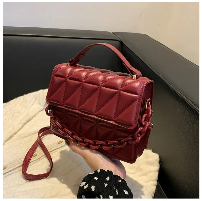 Quilted Crossbody Bag for Women – Mini Flap Purse with Chain