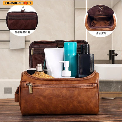 Homefish Men Pu Vintage Luxury Toiletry Bag Travel Necessary Business Cosmetic Makeup Cases Male