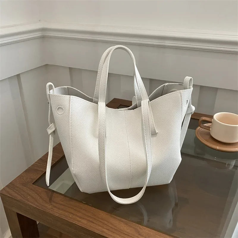 Stylish Casual Tote Bag Large Capacity Pu Leather Handbag Women Wing Bag Commuting Shoulder Armpit