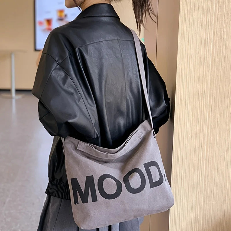 South Korean Student Capacity Letter Canvas Toth Bag Simple Versatile One-Shoulder Messenger