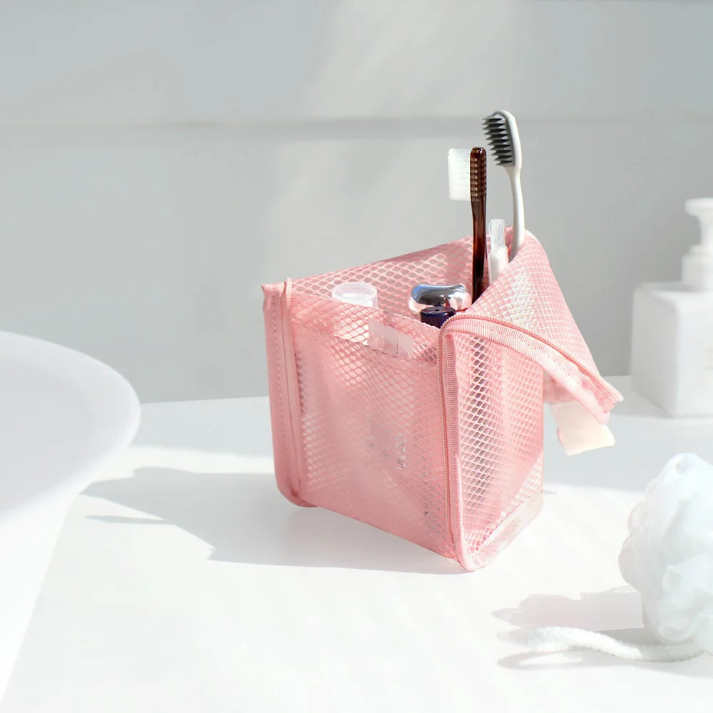 Homefish Eva Transparent Mesh Travel Toiletry Bag Portable Cosmetic Makeup Organizer Zipper Pouch