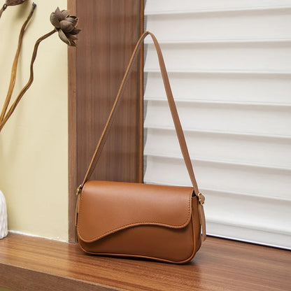 Lightweight Flap Shoulder Bag Vintage-Inspired Faux Leather Crossbody Purse Casual Outings Work