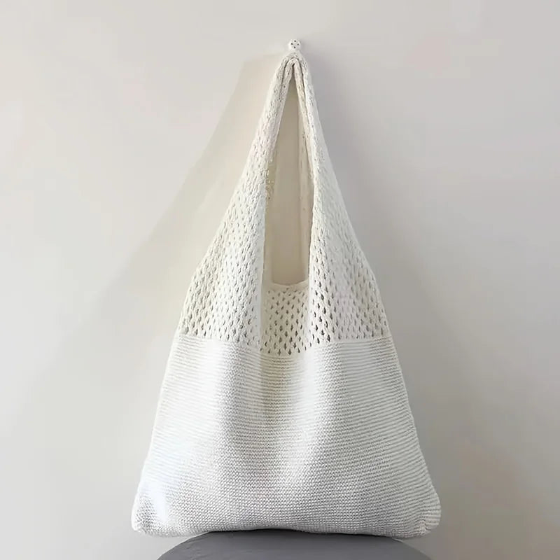Bohemian Knit Tote Bag for Women – Openwork Beach Shoulder Bag