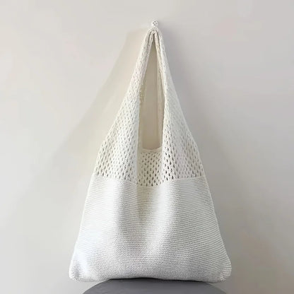 Bohemian Knit Tote Bag for Women – Openwork Beach Shoulder Bag