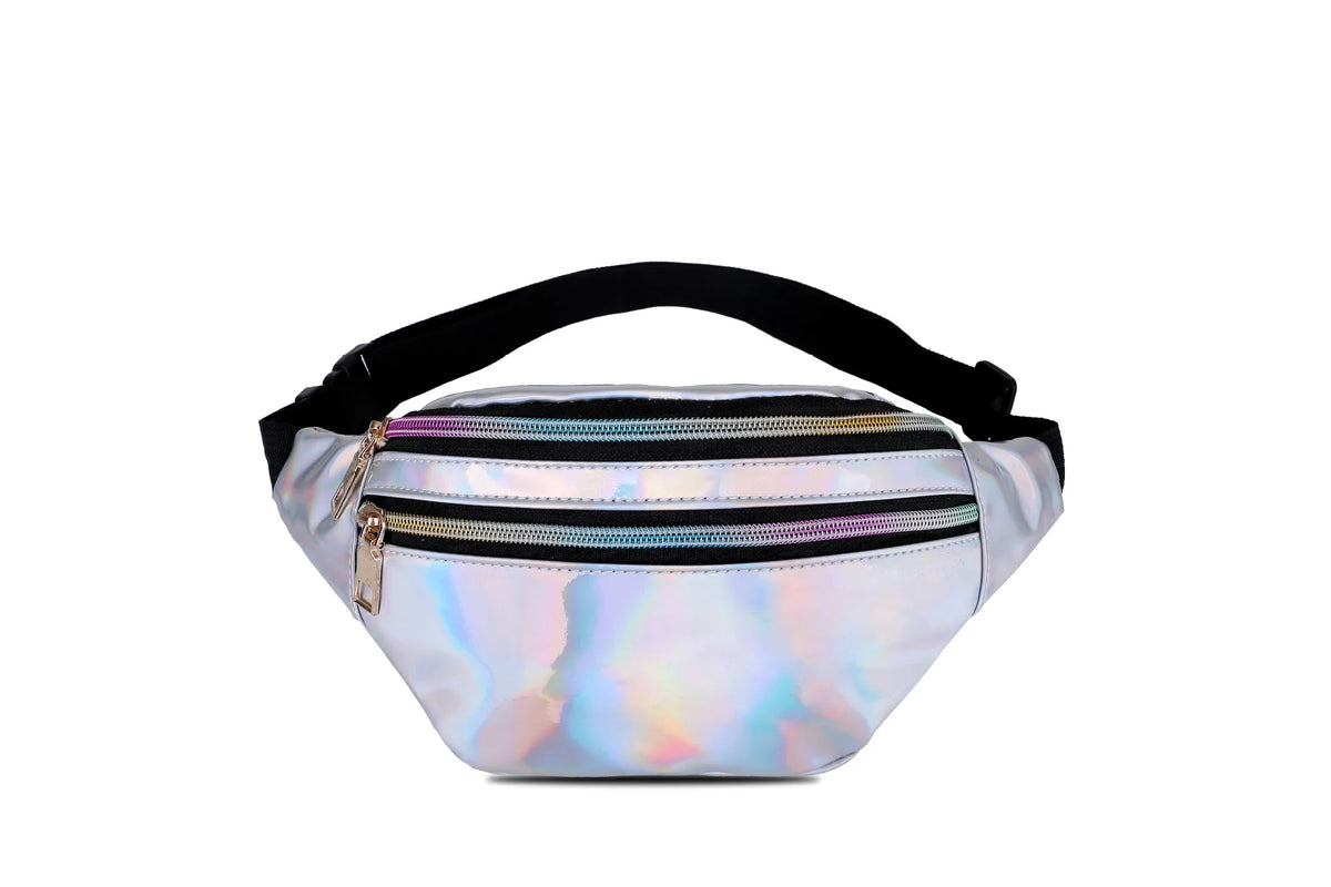 Ladies Laser Waist Bag Pu Multi-Function Color One Shoulder Sling Large Capacity Mobile Phone