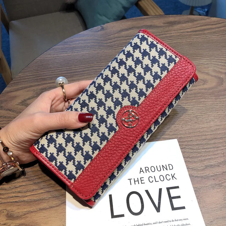 Leather Long Purse Ladies Wallet Niche Design Multi-Card Bag Canvas Coin Premium Large Capacity