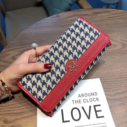 Leather Long Purse Ladies Wallet Niche Design Multi-Card Bag Canvas Coin Premium Large Capacity
