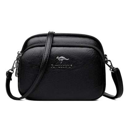 Faux Leather Crossbody Bag for Women – Multi-Zip Shoulder Purse