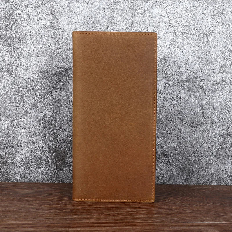 Men S Leather Card Holder Crazy Horse Leather Long Wallet