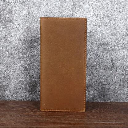 Men S Leather Card Holder Crazy Horse Leather Long Wallet