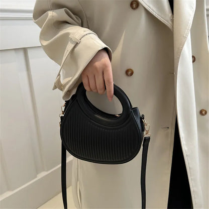 Mini Crescent Handbag for Women – Quilted Top Handle Crossbody Bag