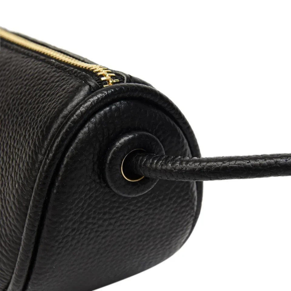 Leather Crescent Crossbody Mini Shoulder Bag – Braided Strap Daily Commute Bag