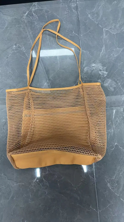 Homefish Large Capacity Woven Polyester Beach Tote Bag Women Durable Open Top Travel Shopping Daily