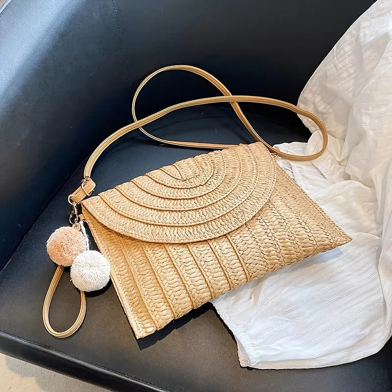 Straw Crossbody Bag for Women – Boho Woven Shoulder Bag