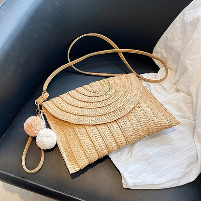 Straw Crossbody Bag for Women – Boho Woven Shoulder Bag