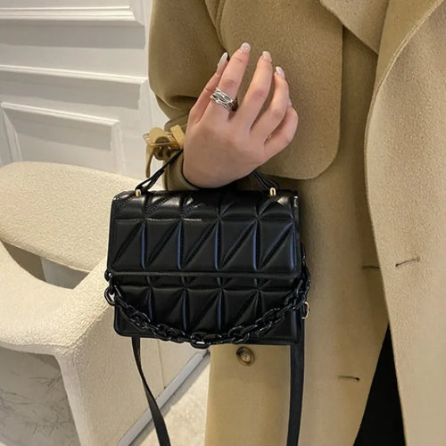 Quilted Crossbody Bag for Women – Mini Flap Purse with Chain