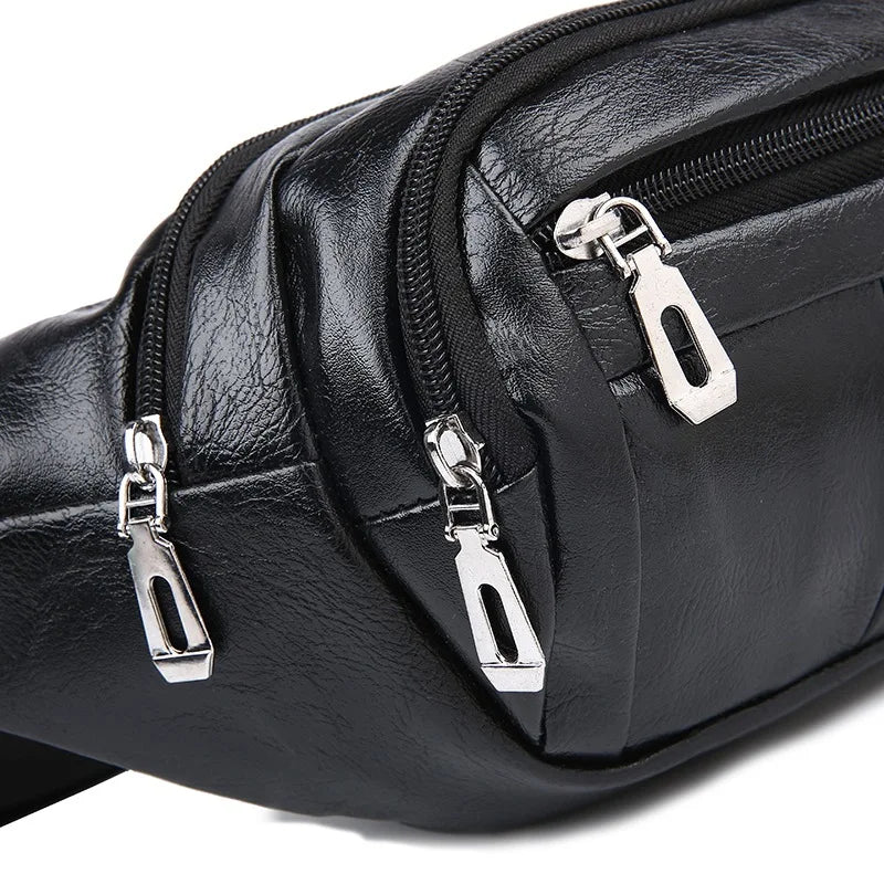 Pu Running Waist Bag Men Women Large Capacity Cross-Body Mobile Phone Storage Cashier Shoulder