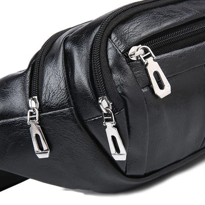 Pu Running Waist Bag Men Women Large Capacity Cross-Body Mobile Phone Storage Cashier Shoulder