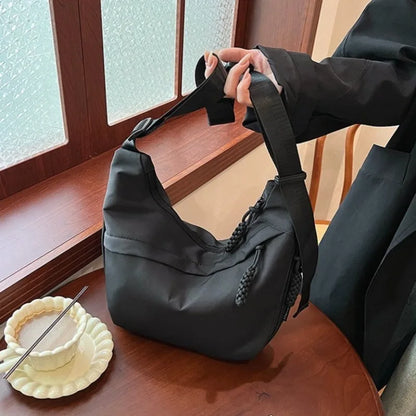 Nylon Crescent Crossbody Bag – Women's Wide Strap Shoulder Messenger Bag