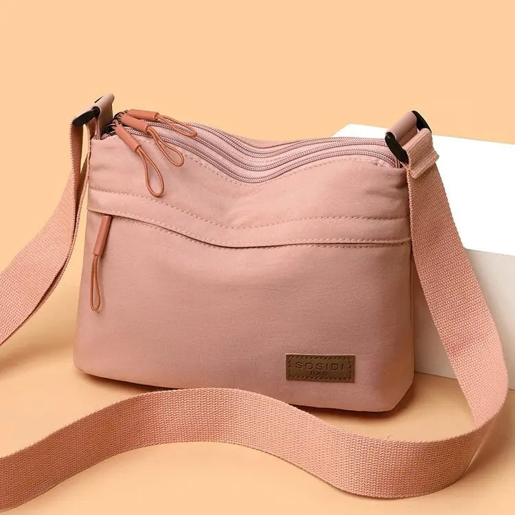 Simple Solid Color Nylon Cloth Women Multifunctional Leisure Waterproof Portable Shoulder Crossbody