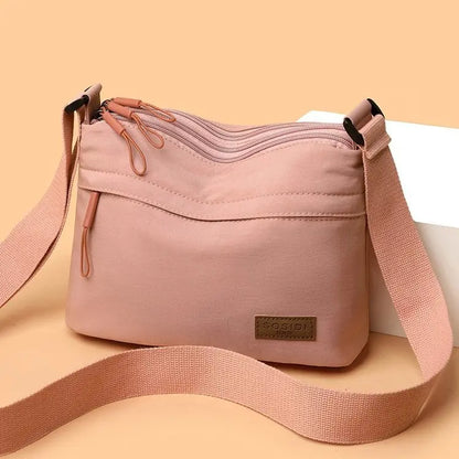 Simple Solid Color Nylon Cloth Women Multifunctional Leisure Waterproof Portable Shoulder Crossbody