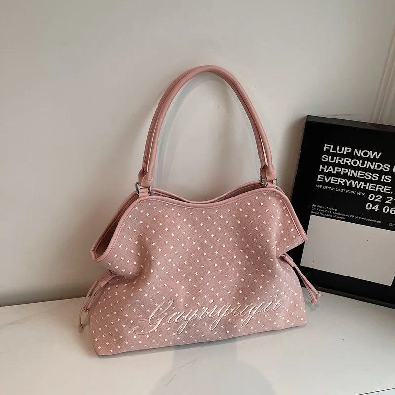 Brand Women S Shoulder Bag Y2k Sweet Polka Dot Handbag Korean Casual Versatile Leopard Print Brown