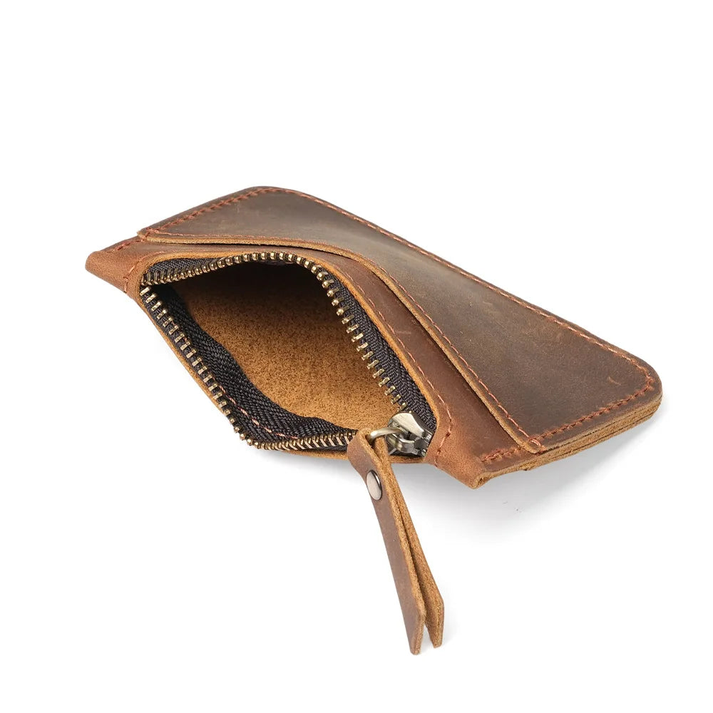 Light Thin Card Case Leather Coin Purse Short Portable Coin Cash Bag