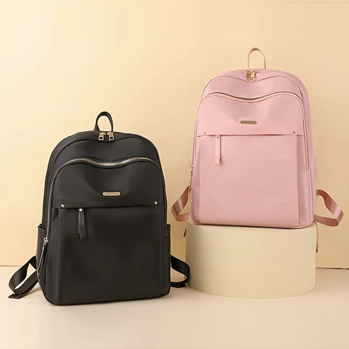 Chic Solid Color Motorbike Backpack Smooth Double Zippers