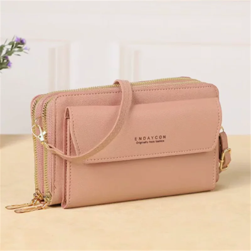 Multi-Zipper Crossbody Bag – Women's PU Leather Phone Purse & Clutch Wallet